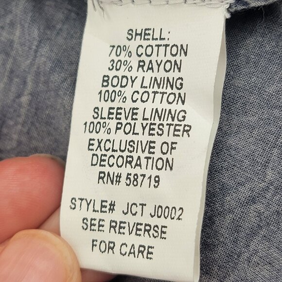 Choices Blue Embroidered Open Front Jacket - Womens Size S - Cotton Blend - Eleg - Picture 9 of 13